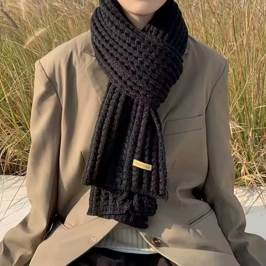 Écharpe d'hiver femmes hommes épais câble tricot enveloppement