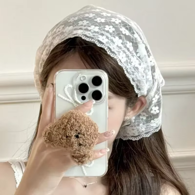Femmes Style campagnard français dentelle maille Triangle écharpe printemps été Floral cheveux