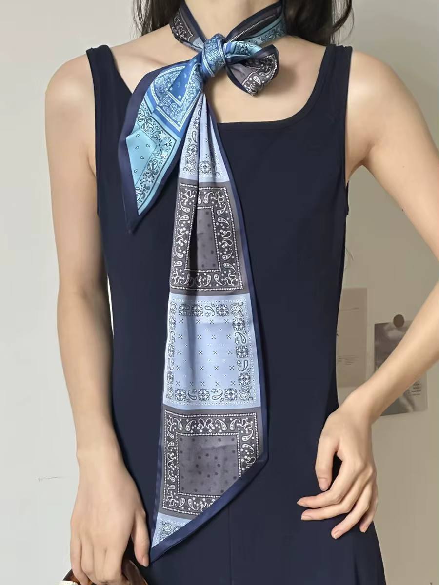Nouveau Foulard Long en Soie pour Femme