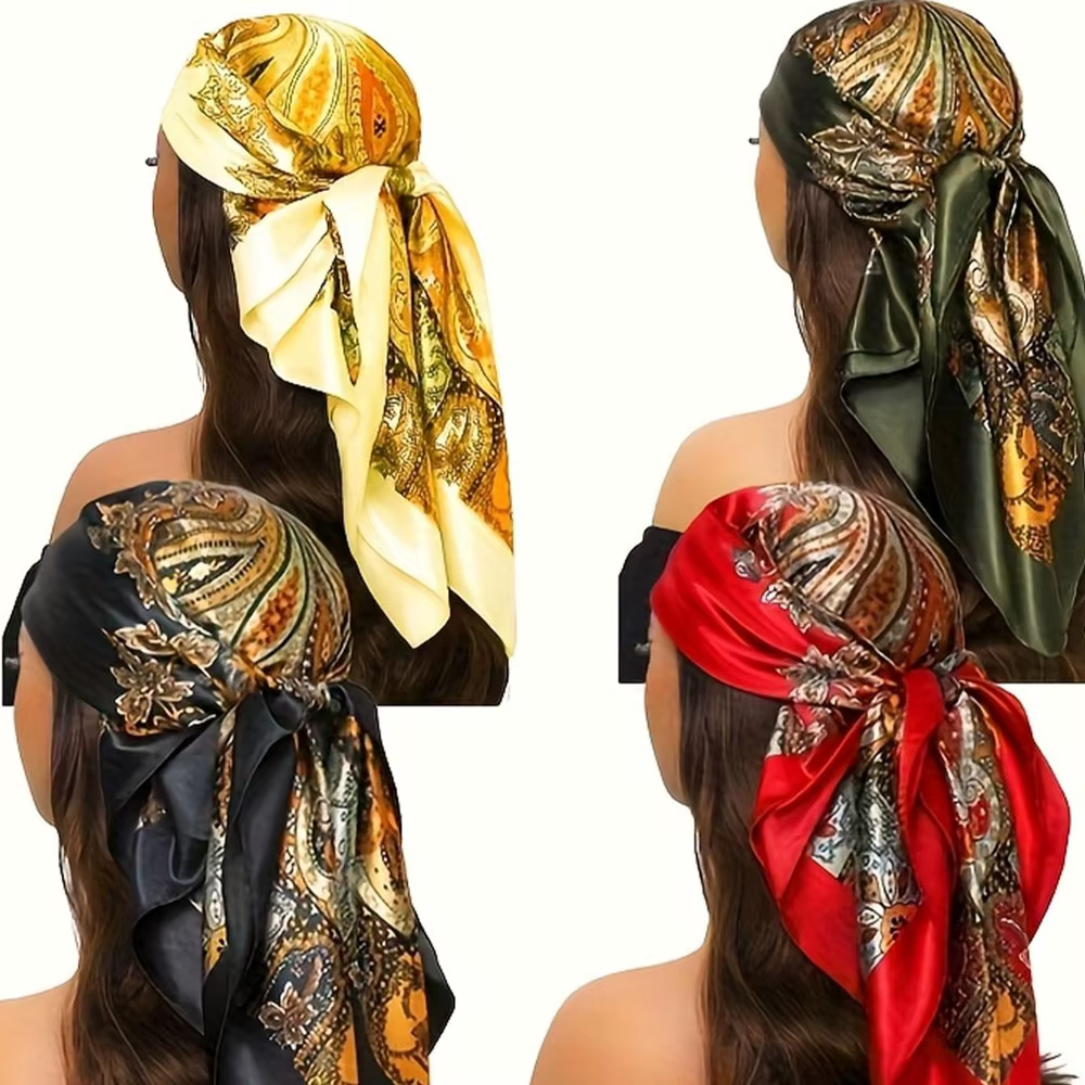 Lot de 4 foulards carrés de 90x90 cm