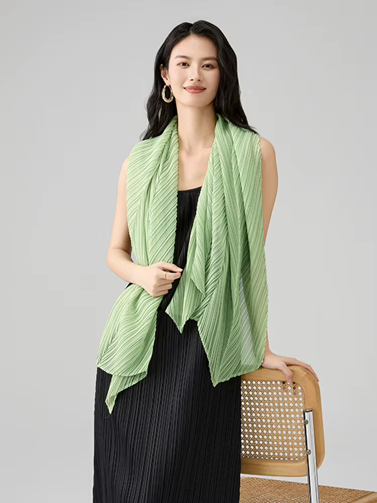 LANMREM 2025 été nouveau haut de gamme Simple écharpe plissée confortable et doux châle crème solaire et parasol accessoires 2DB2854