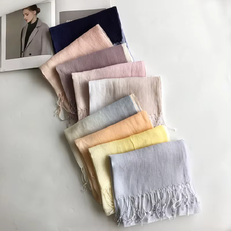 Écharpe pour femme printemps/été 100% lin dégradé de couleur