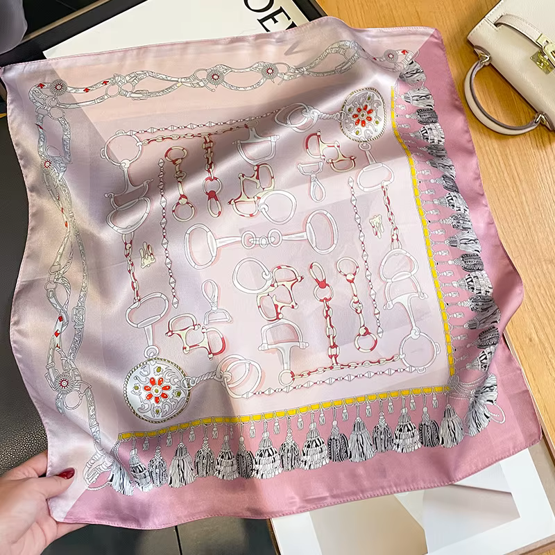 Écharpe 100% pure soie de mûrier de couleur rose – Foulard léger pour cheveux à tête carrée de 21 pouces pour femmes
