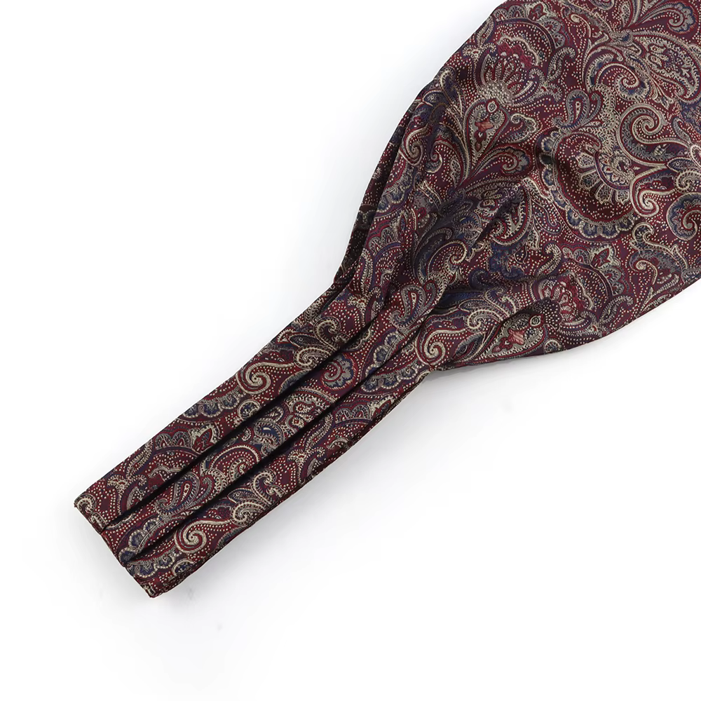 Jacquard marron Paisley cajou cravate formelle Ascot Scrunch auto britannique Gentleman écharpe Polyester