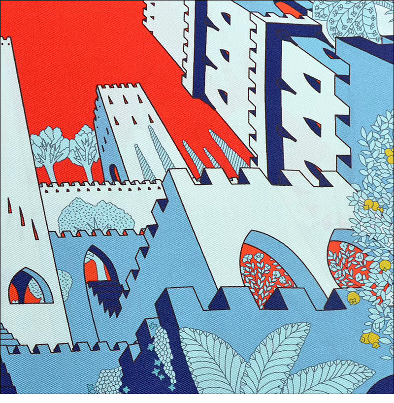 Nouvelle écharpe de style rétro 90 * 90 en twill de soie avec procédé de peinture par pulvérisation et bord roulé à la main "M90F273-2"