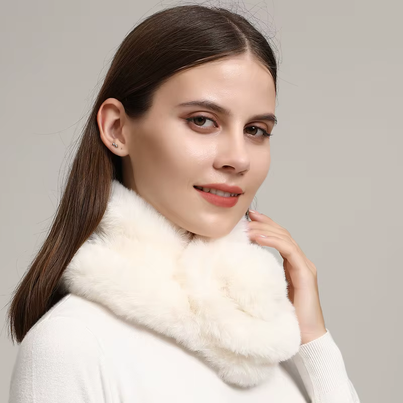 Hiver femmes trois tubes lapin cheveux écharpe couleur unie Simple enveloppement extérieur chaud épaissi foulard silencieux 70*14 cm