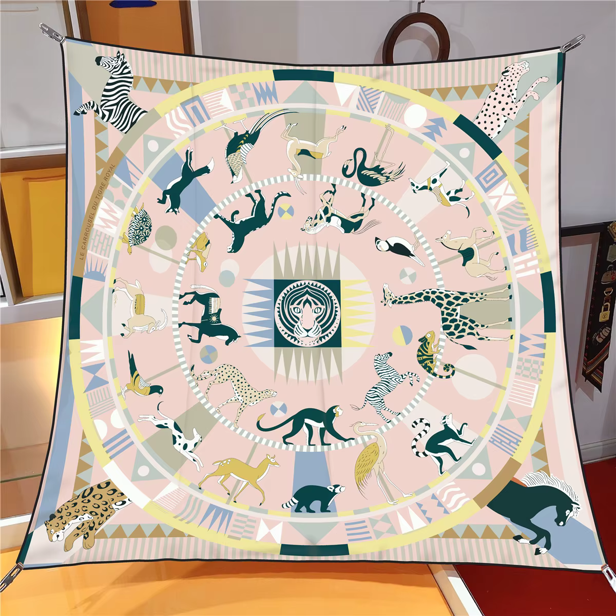Nouveau Animal châle carré Foulard pour femmes sergé impression bandeau