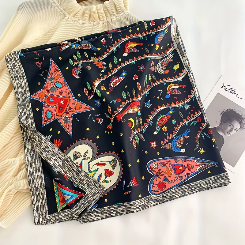 Foulard carré en sergé de soie pour femmes