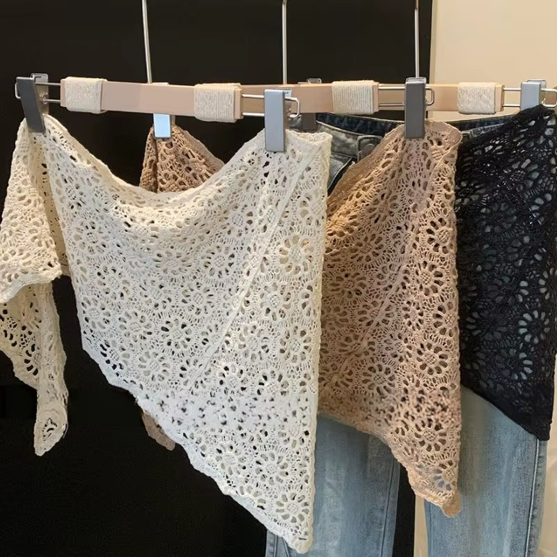 Écharpe triangulaire tricotée rétro pour femme