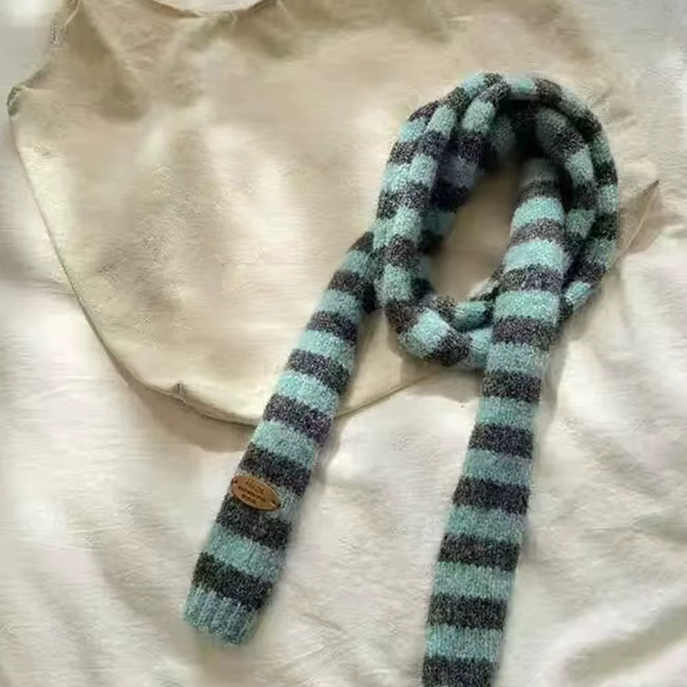 Foulard Long en coton à rayures noires et grises pour femmes