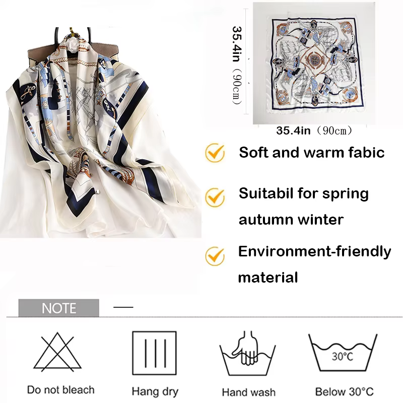 90*90 cm femmes carré Foulard en soie marque de luxe grand châle
