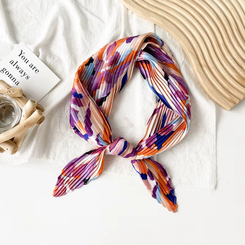 2025 TOP plissé carré foulard en soie châle pour femmes Satin