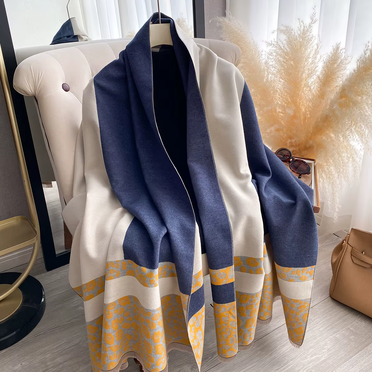 2025 Design de mode hiver cachemire écharpe femmes élégant chaud Pashmina couverture Poncho foulards femme imprimé léopard châle Bufanda