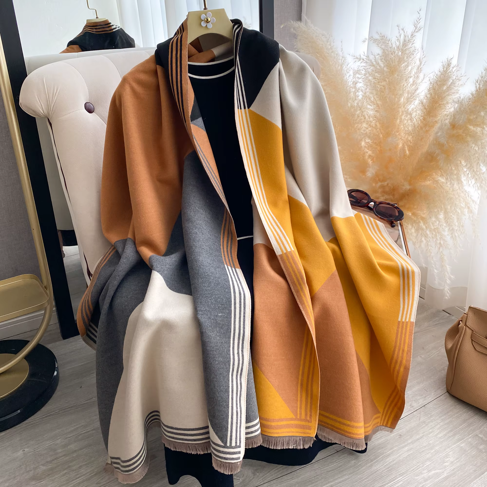 2025 luxe hiver cachemire écharpe femmes nouveau Design chaud Pashmina couverture Poncho foulards femme imprimé châle épais Foulard Bufanda