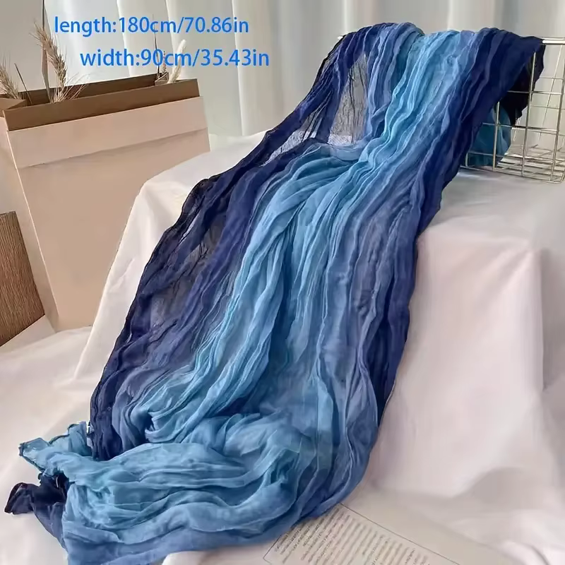Écharpe bohème bleue dégradée pour femme