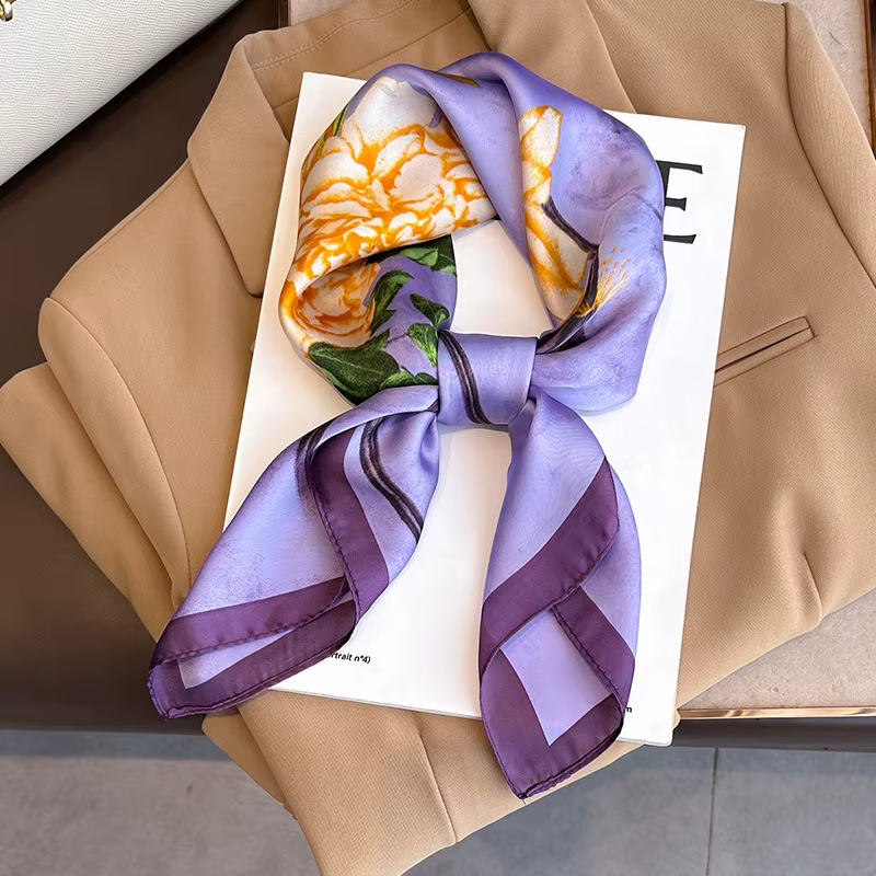 Foulard imprimé floral violet pour hommes et femmes