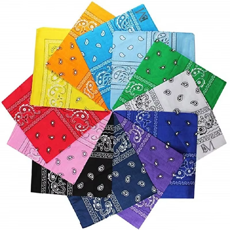 Mode Hip Hop 100% coton Bandana carré écharpe poignet bandeau noir rouge Paisley bandeau chaud imprimé pour femmes/hommes/garçons/filles