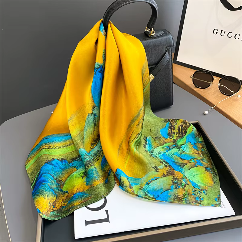 100% Foulard en soie véritable nouveau 70CM châle naturel enveloppes femmes dames mode foulards