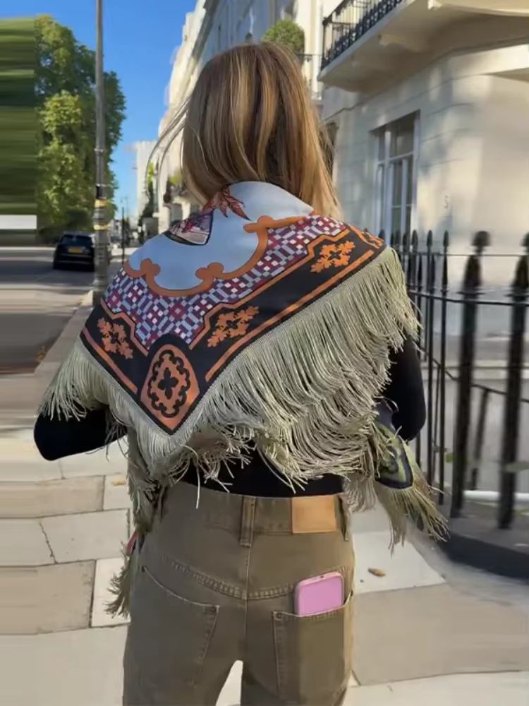 Écharpe carrée vintage pour femme