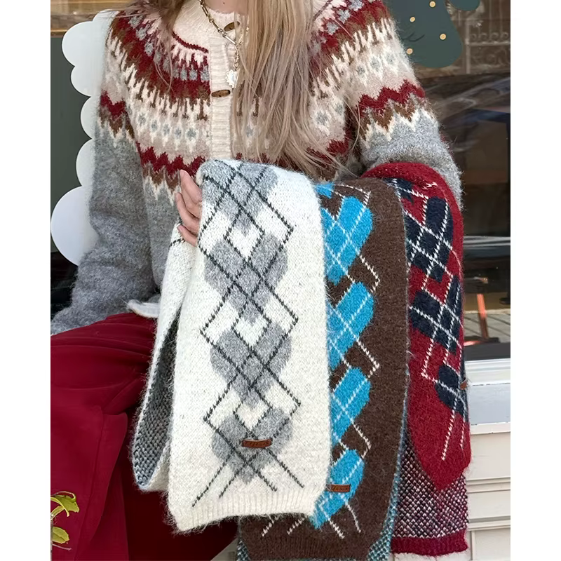 ELFSACK Écharpe minimaliste décontractée classique à motif de diamant pour femme