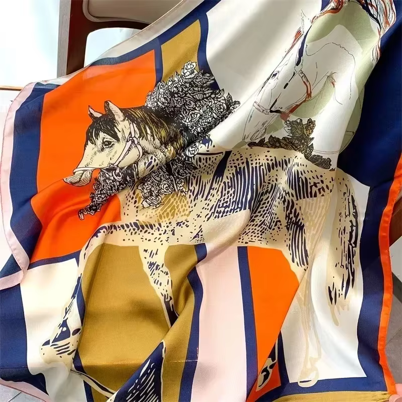 70*70 cm doux Satin cheveux écharpe femmes mouchoir imprimé femme tête carrée Bandana petit cou silencieux Hijab dame filles foulards