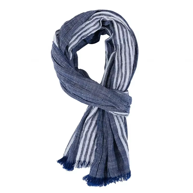 Mode hommes écharpe coton lin rayé foulards automne hiver chaud foulard Pashmina décontracté mâle accessoires Bufandas châles