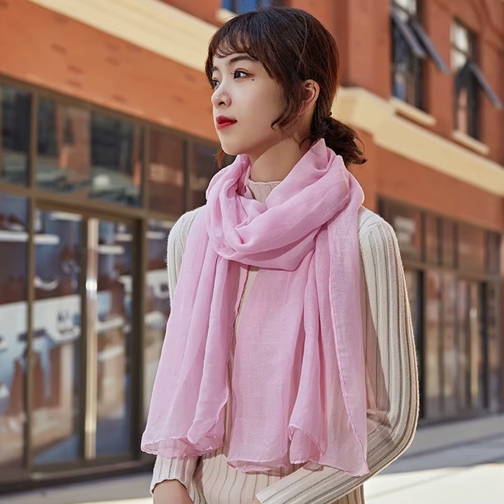 Nouvelles femmes coton lin écharpe châle Hijab musulman Long foulard foulards bandeau couleur unie