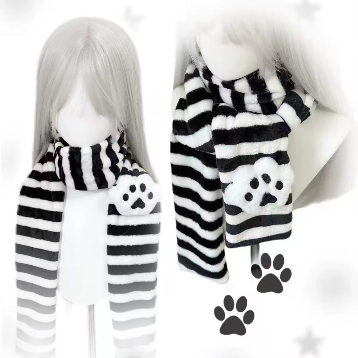 Écharpe Kawaii à motif patte de chat