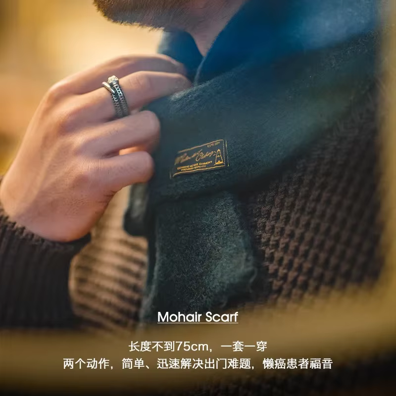Maden Vintage Mohair écharpe hiver tricoté foulards hommes et femmes chaud coupe-vent couleur unie Simple mode petite