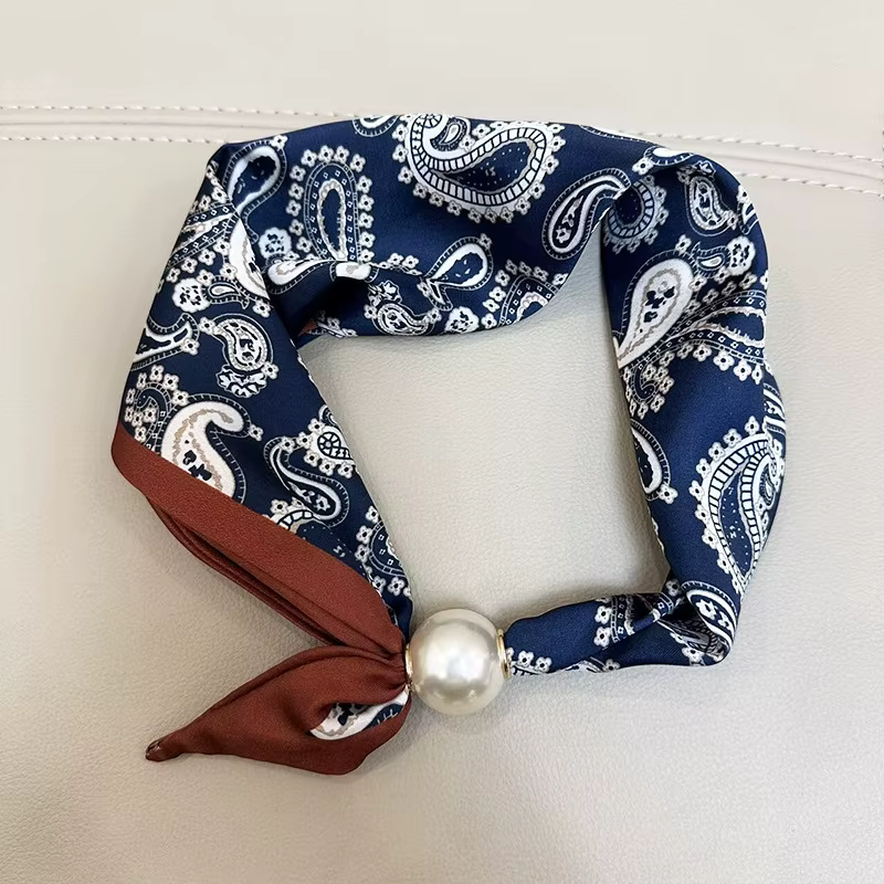 1/2 Pièces Foulard Élégant à Perles avec Fermoir Magnétique