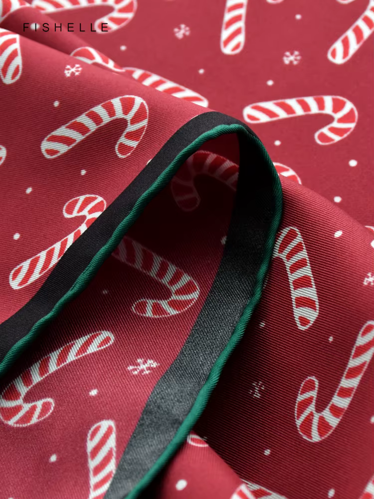 Foulard en sergé de soie rouge pour femmes et enfants