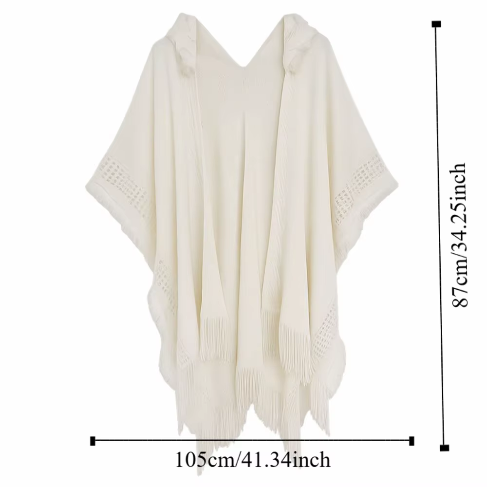 Châle-couverture chaud en tricot à pompons pour femme
