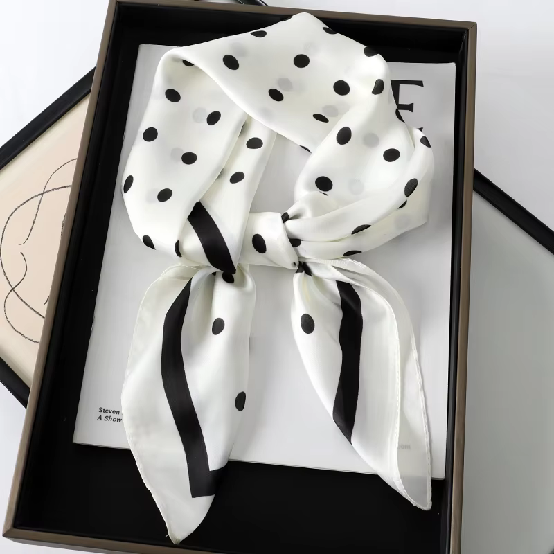 Dame cheveux Dot écharpe femme soie carré foulards bandeau pour femmes Bandana mode Foulard châles