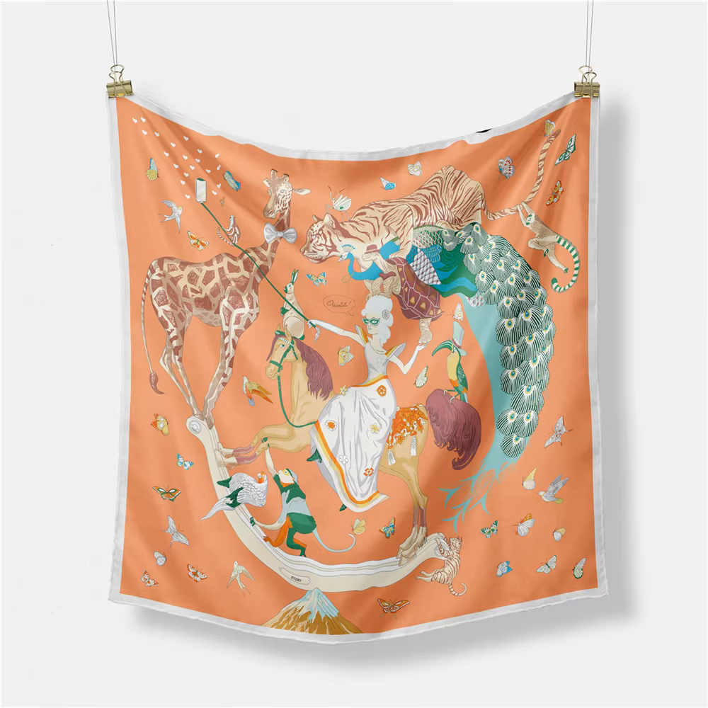 Foulard carré en sergé pour femme, petit hijab, 53cm