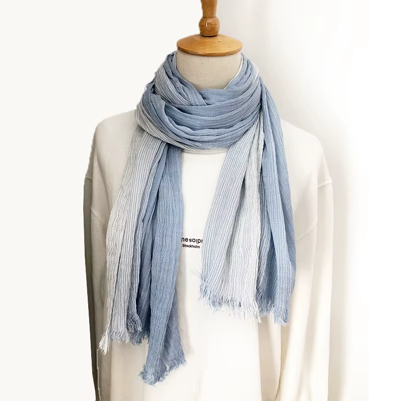 Écharpe rayée en coton et lin pour hommes
