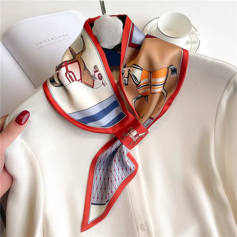 Marque de luxe foulard maigre écharpe pour femmes Satin rubans de soie Bandana dames cou cravate poignet enveloppement