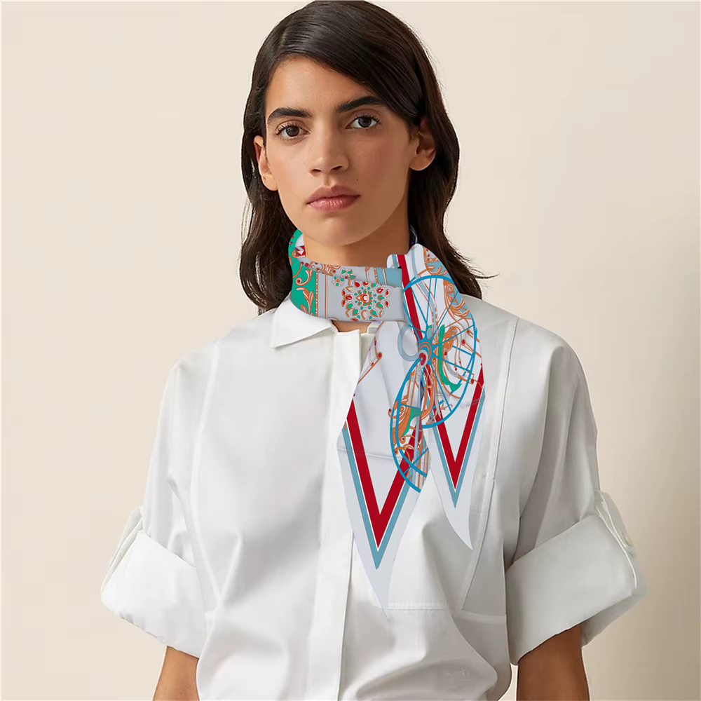 Diamant écharpe chariot impression marque foulards en soie enveloppes femmes luxe Bandana bandeau dame Hijabs