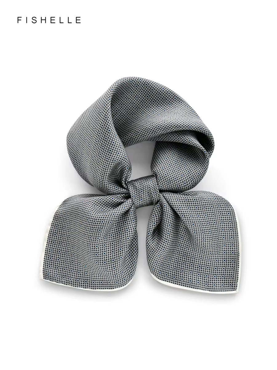 Gris grille hommes poche carré 100% foulard en soie sergé