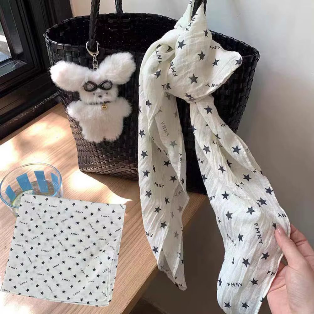 Y2K étoile cheveux écharpe femmes tendance coton léger carré écharpe Hip Hop Punk tête enveloppement Streetwear foulard en soie foulard chapeaux