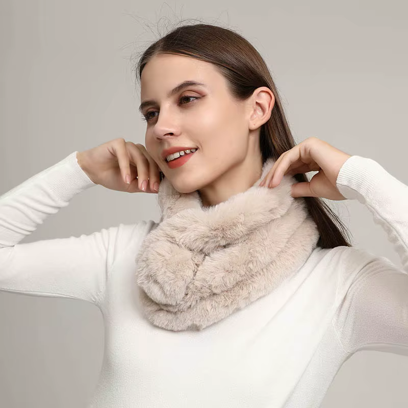 Hiver femmes trois tubes lapin cheveux écharpe couleur unie Simple enveloppement extérieur chaud épaissi foulard silencieux 70*14 cm