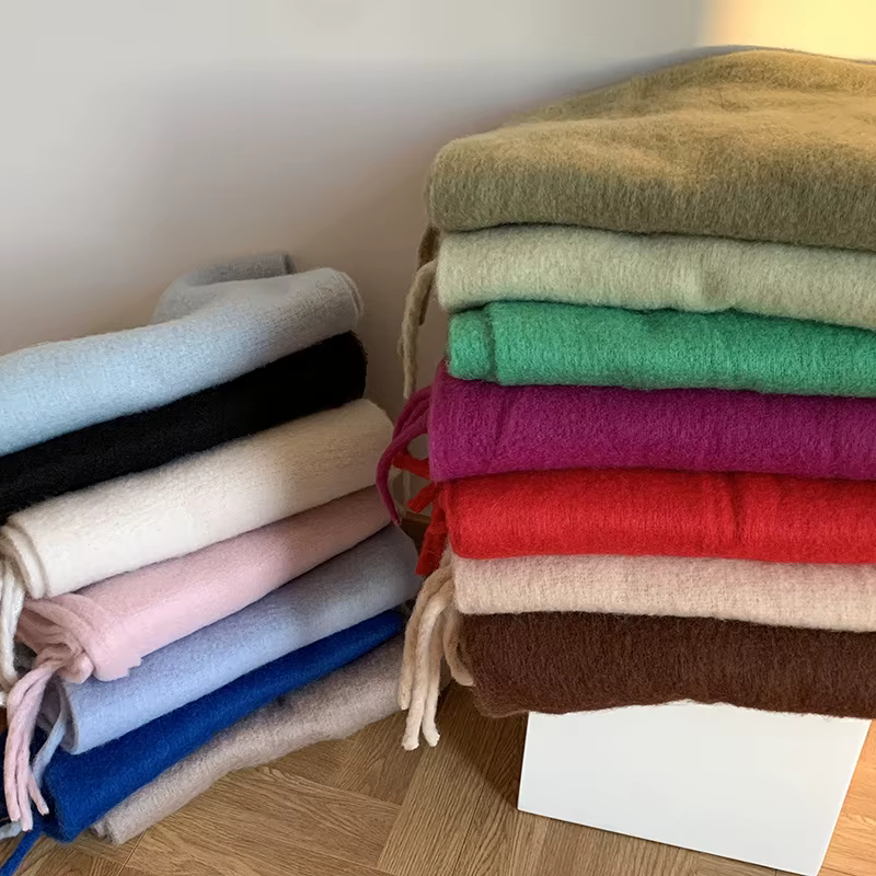 Femmes épais châle enveloppes écharpe hiver chaud mode couleur unie Pashmina foulards Long gland Hijab étoles Bufanda Mujer