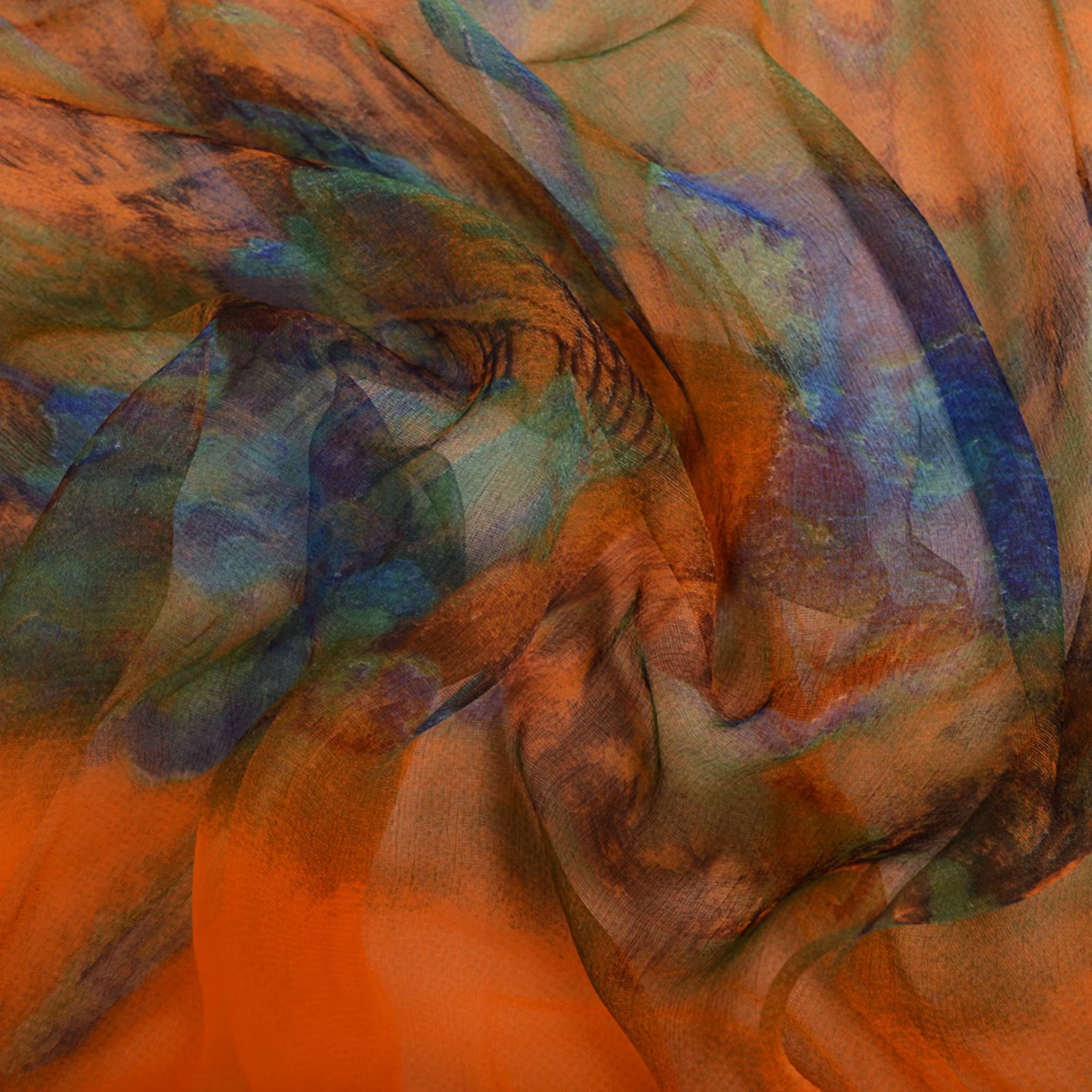 [BYSIFA] foulard en soie de mûrier Orange pour femmes imprimé 170*100cm mode peinture à l'encre à l'eau foulards de luxe châle pour printemps automne