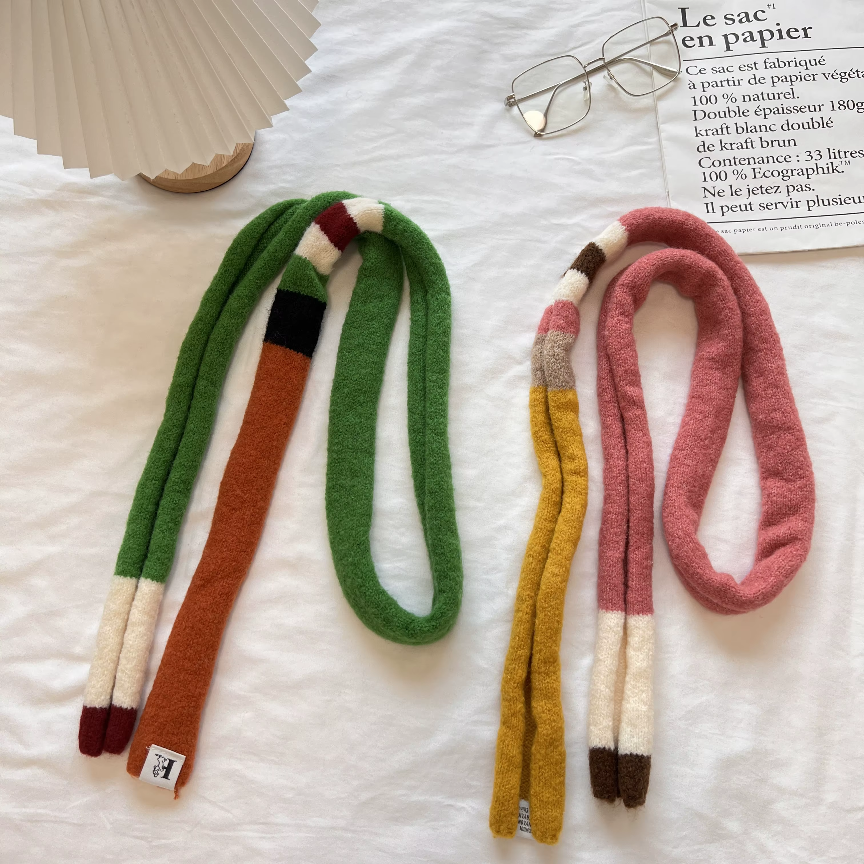 Écharpe en peluche rayée en laine pour femmes