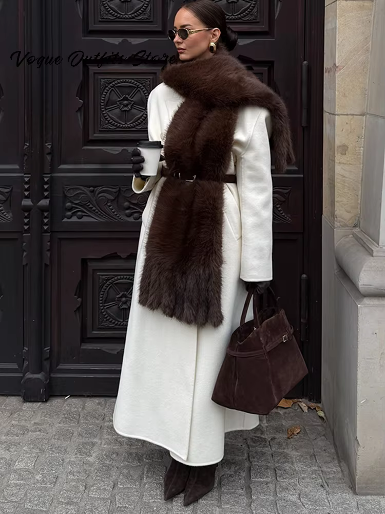 Élégant luxe fausse fourrure gland longue écharpe femmes solide chaud tout-match Chic