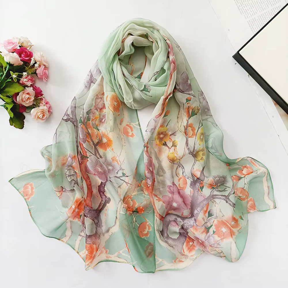 Été nouveau crêpe Georgette écharpe pour femmes filles étudiants mode foulards doux crème solaire Viscose châle printemps femme Wrap châles