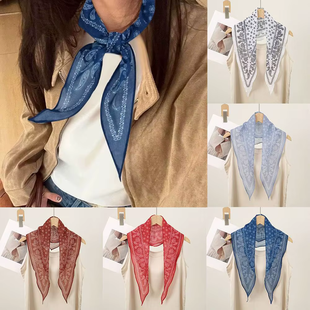 Foulard de cou extérieur châle Paisley rubans de cheveux bandeaux Bandana Triangle