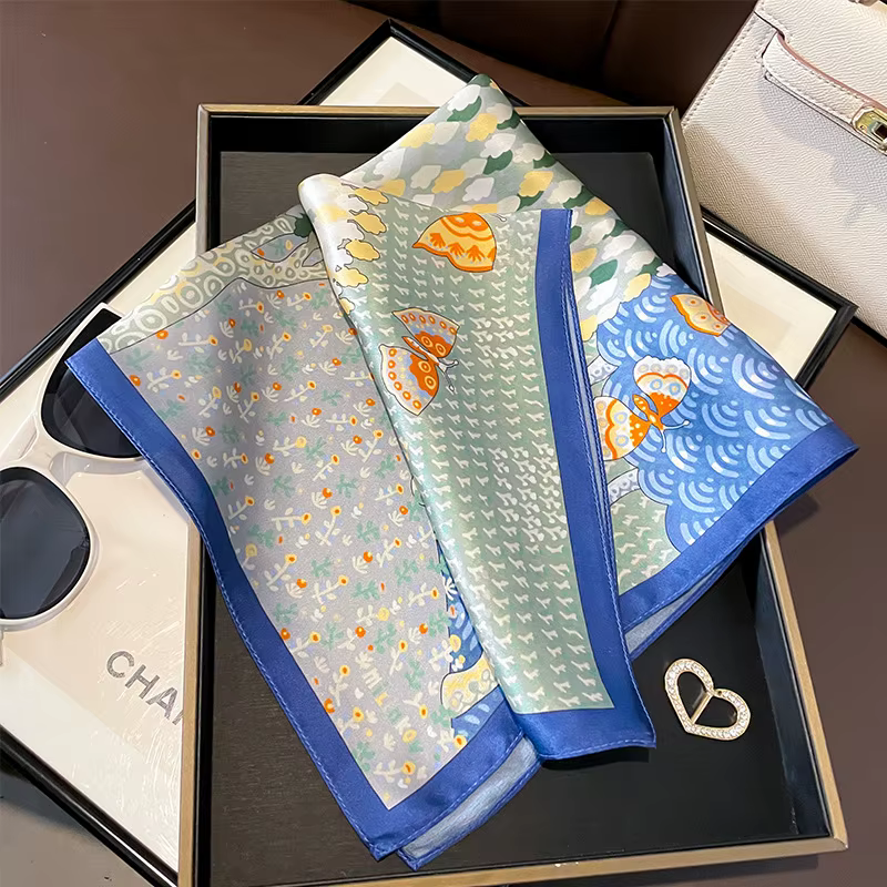 Foulard carré 100% en soie de mûrier naturelle pour femmes