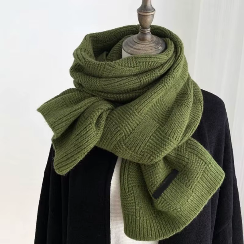 39bd Écharpe en fil en tricot à plaid vintage pour l'automne l'hiver usure du cou