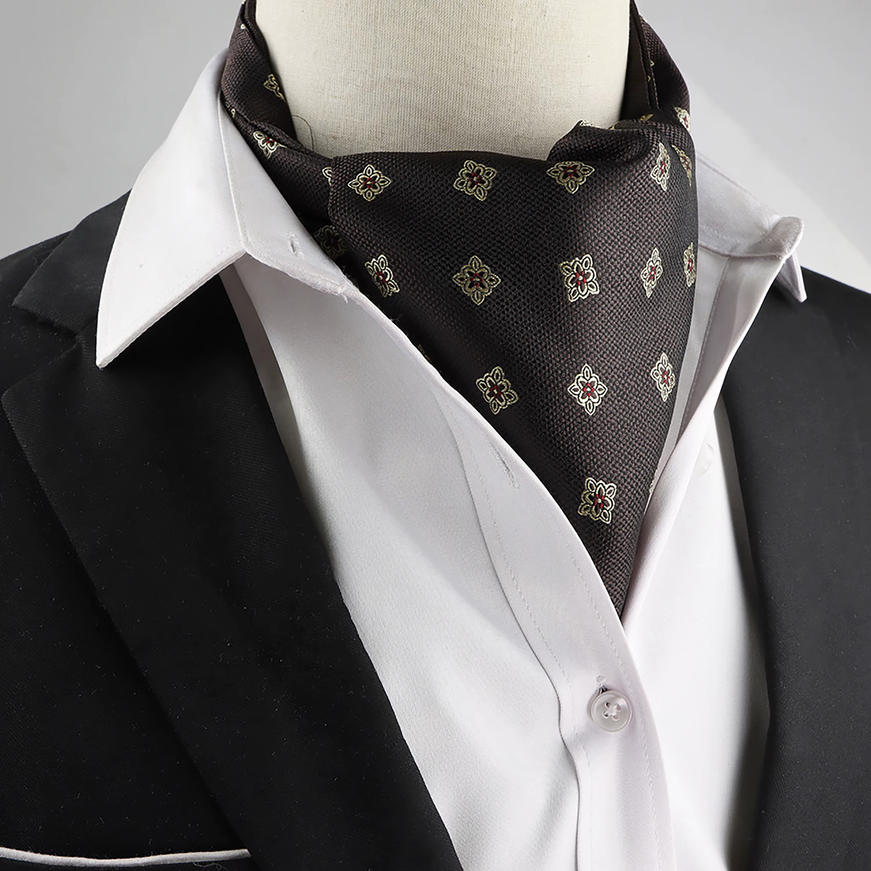 Nouveau Design hommes Ascot écharpe cravate mode Paisley Dot rouge jaune gris