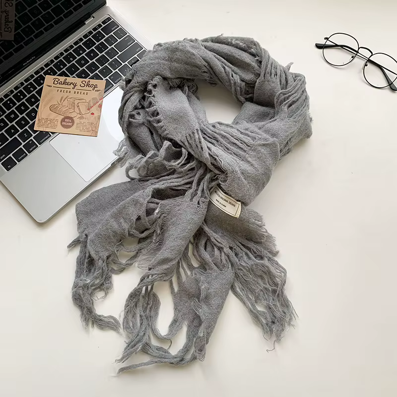 Écharpe Vintage avec pompon déchiré pour hommes et femmes